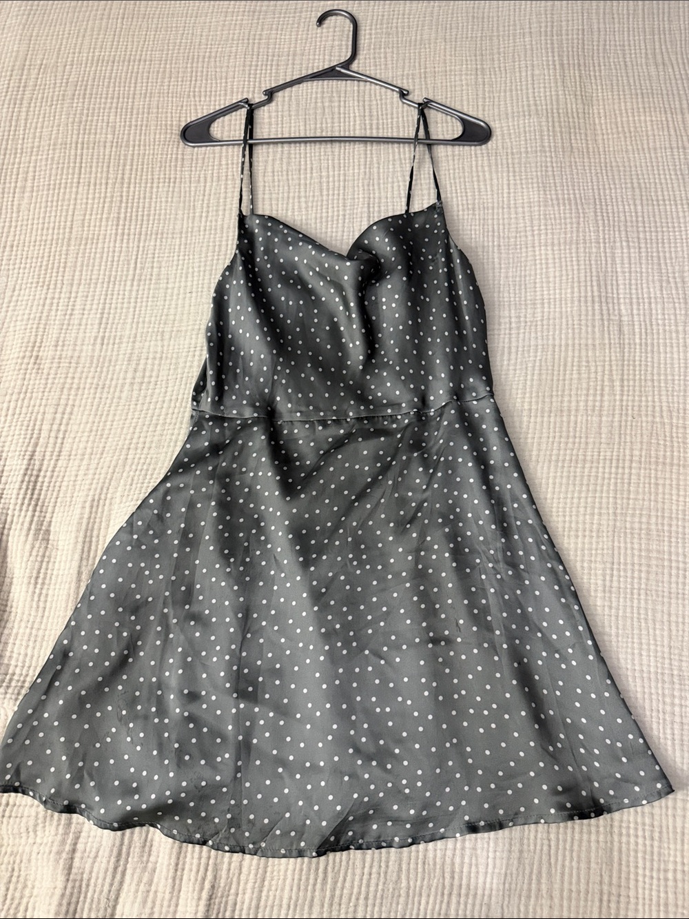 Lulu's Black Slip Mini Dress with White Polka Dots